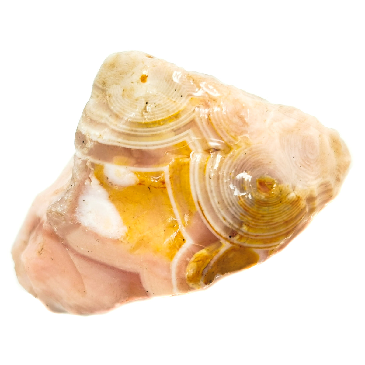 Pink Botswana Agate rough, a variety of chalcedony.