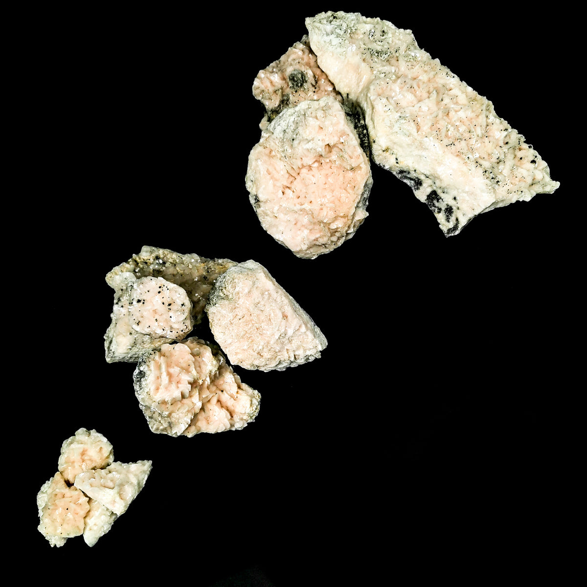 Pink dolomite from Touissit, Morocco – group of specimens