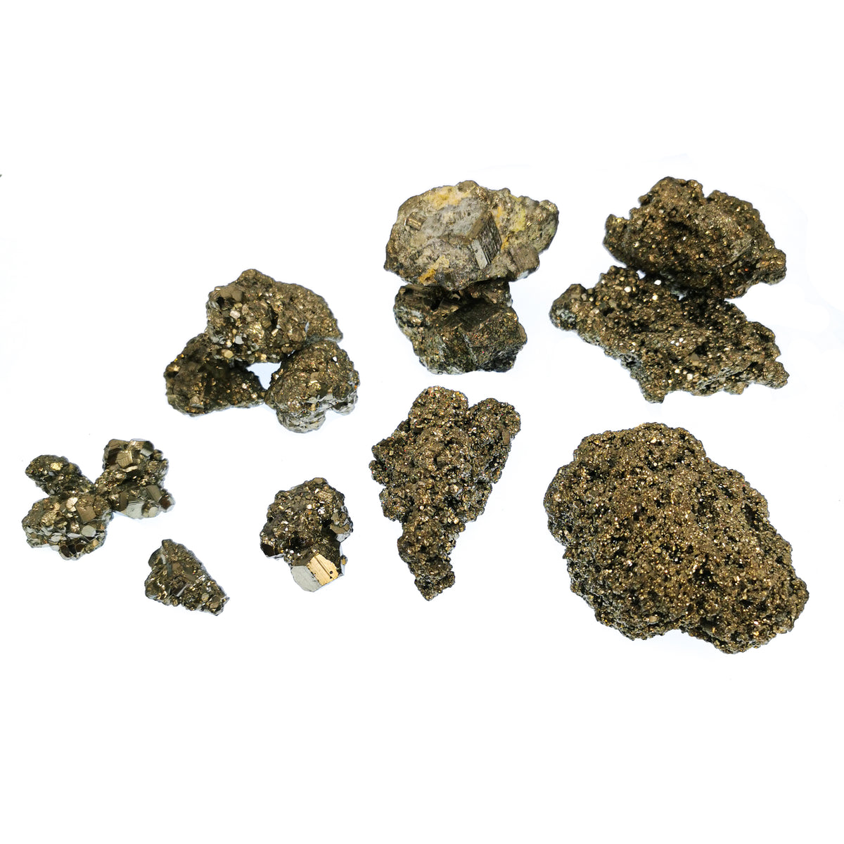 Pyrite specimen from Huanzala, Peru – scattered specimens