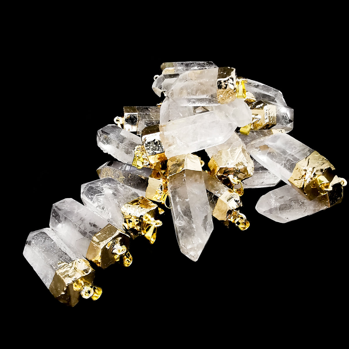 Raw clear quartz point pendant – group of pendants