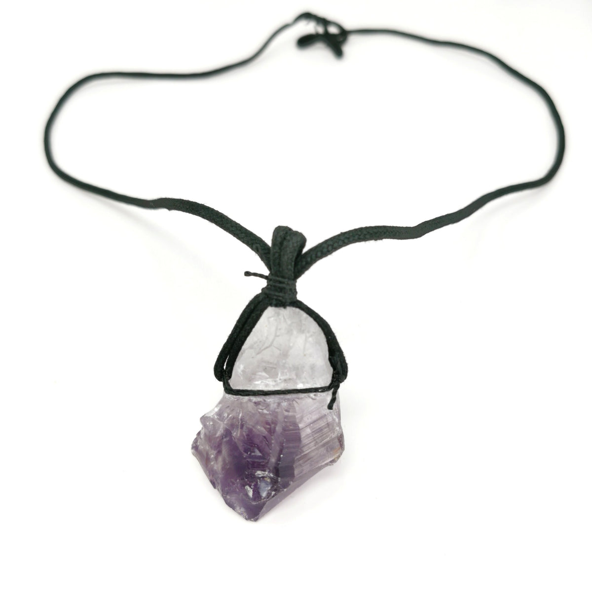 Raw Amethyst Crystal on String pendant.