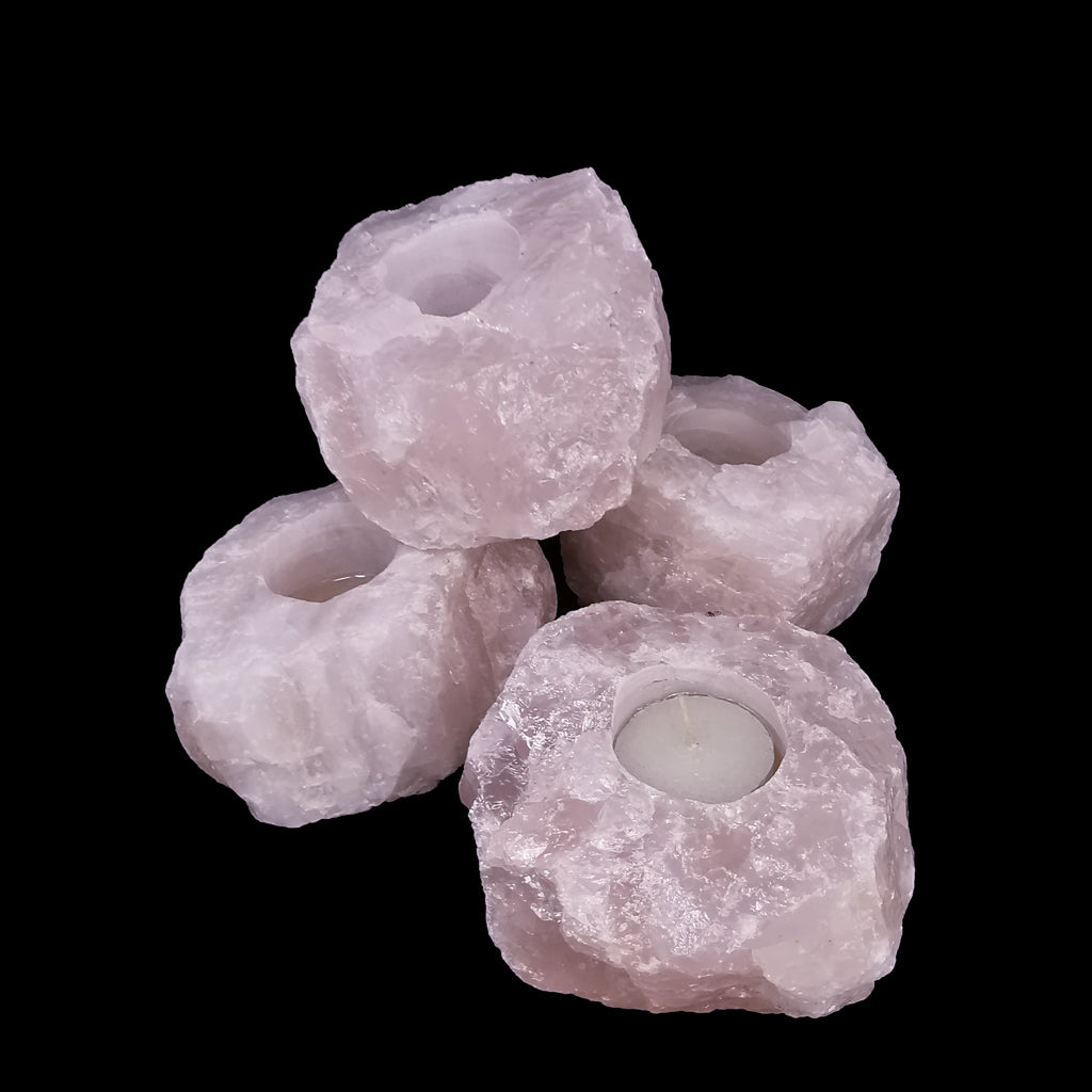 Rose Quartz candle holder from Brazil.