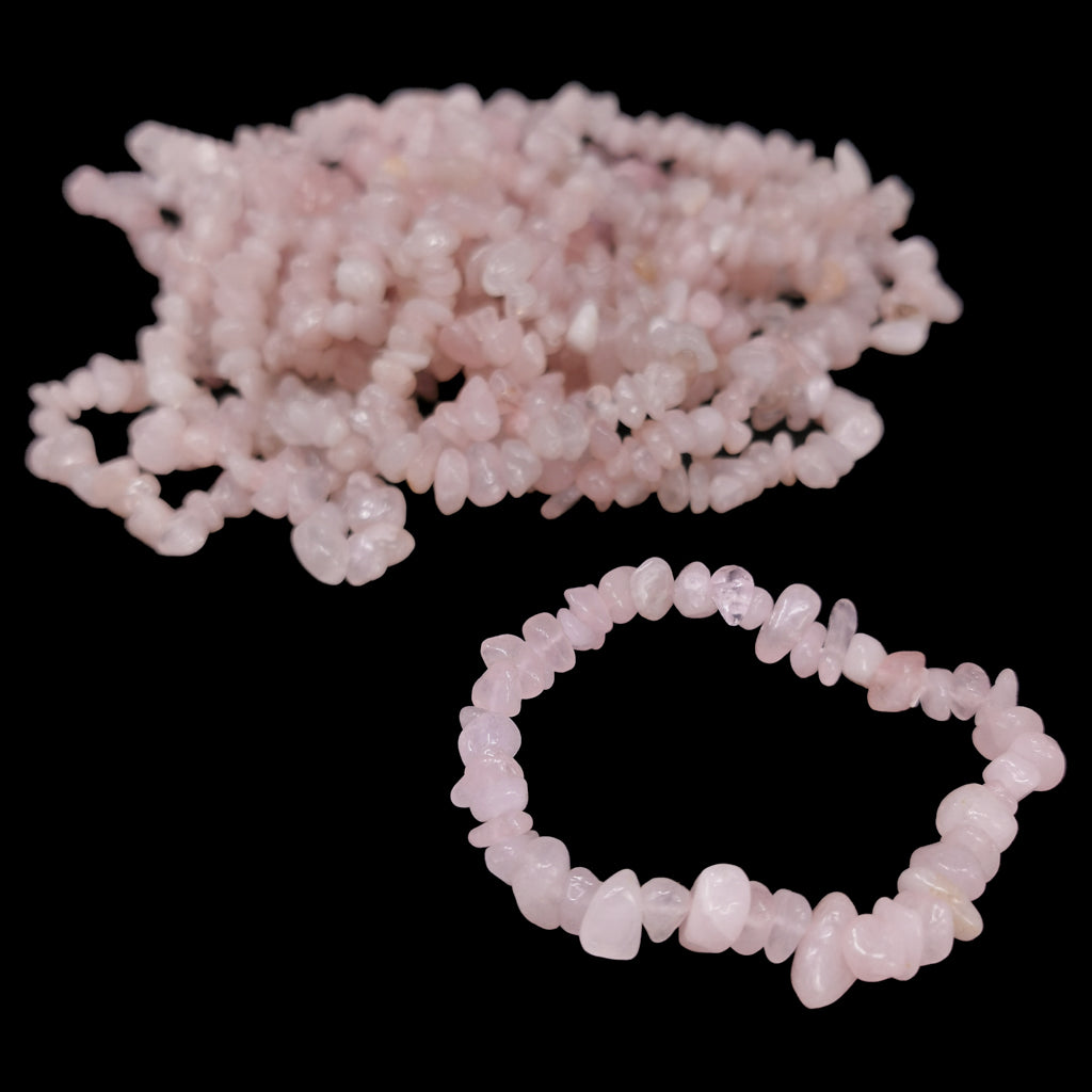 Rose quartz chip bead bracelet – strand and bracelet