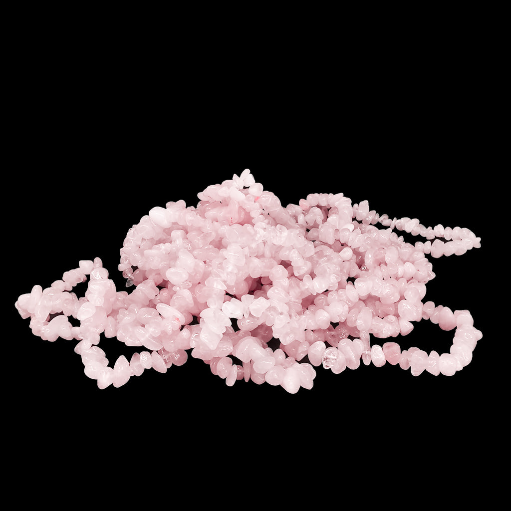 Rose quartz chip bead bracelet – bracelet on black