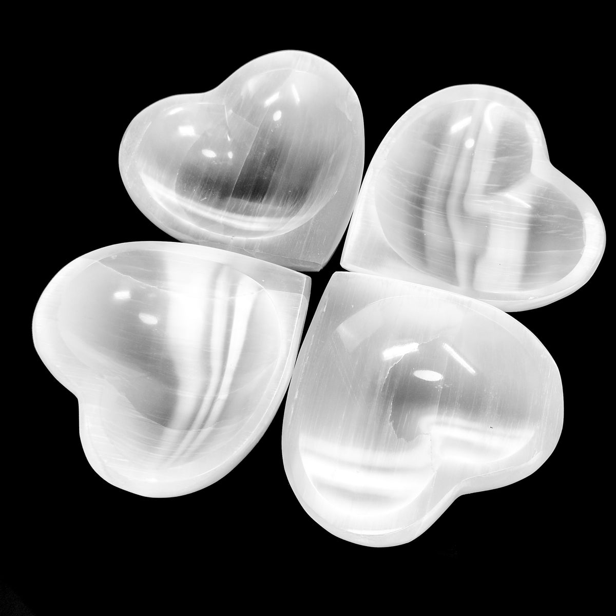 Selenite Heart dish, a variety of gypsum, from Morocco.