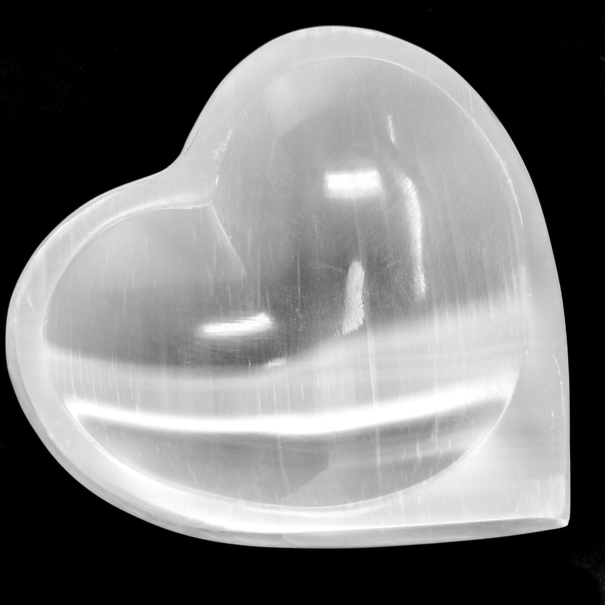 Selenite Heart dish, a variety of gypsum, from Morocco.