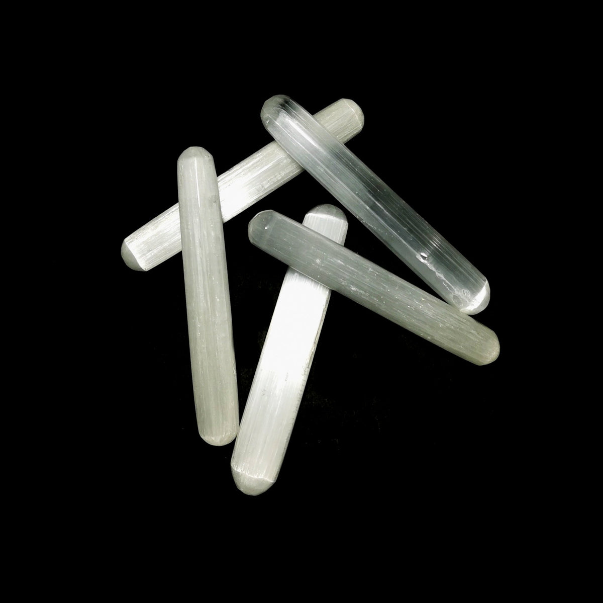 Selenite massage wand, a variety of gypsum, from Morocco.