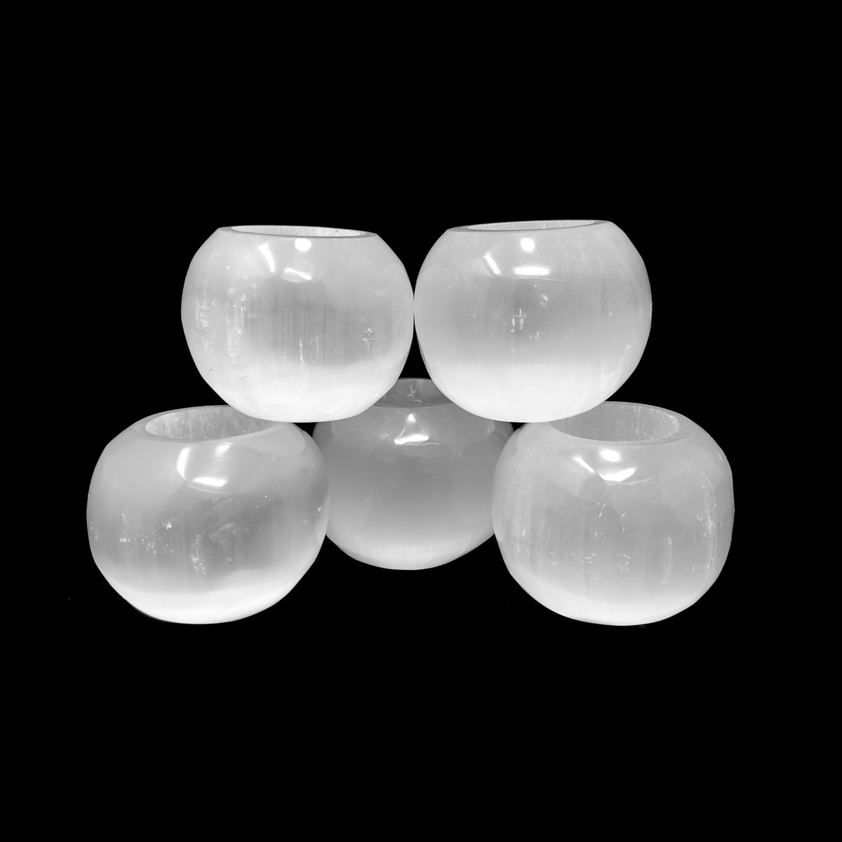 Selenite puffy candle holder, a variety of gypsum, from Morocco.