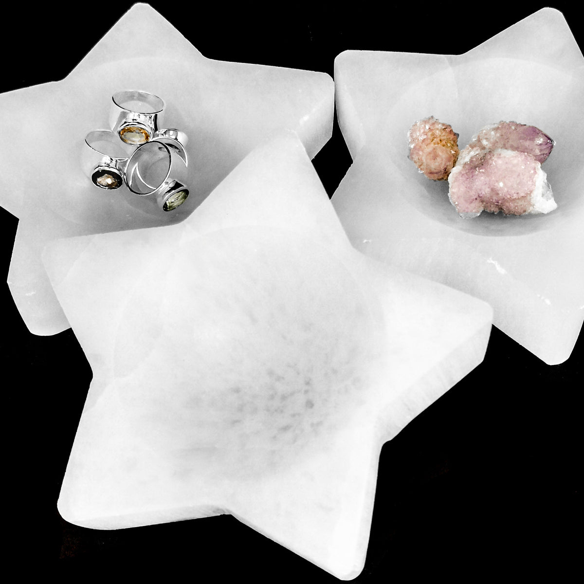 Selenite Star dish, a variety of gypsum, from Morocco.