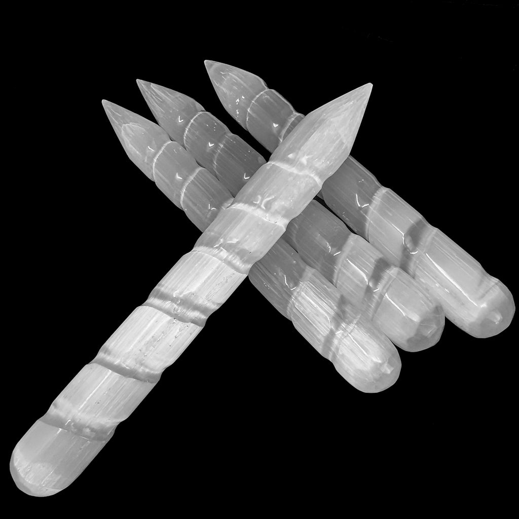 Selenite twist wand from Morocco – crossed wands