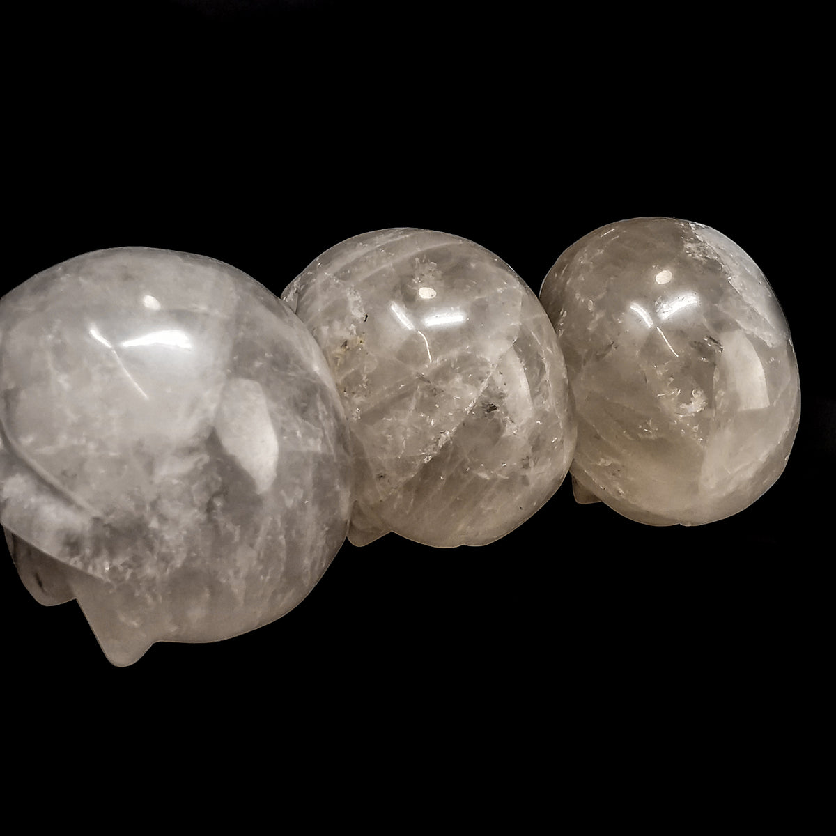 Smoky quartz skull: skulls with cloudy inclusions