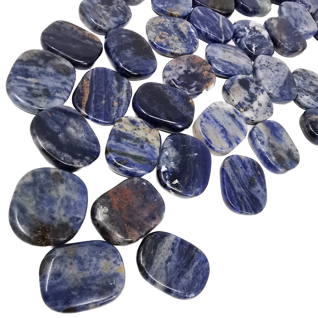 Sodalite mini palm stone flat tumble – pile of palm stones