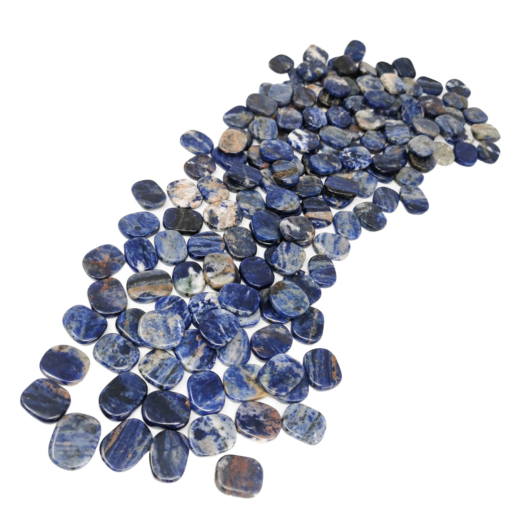 Sodalite mini palm stone flat tumble – spread of palm stones
