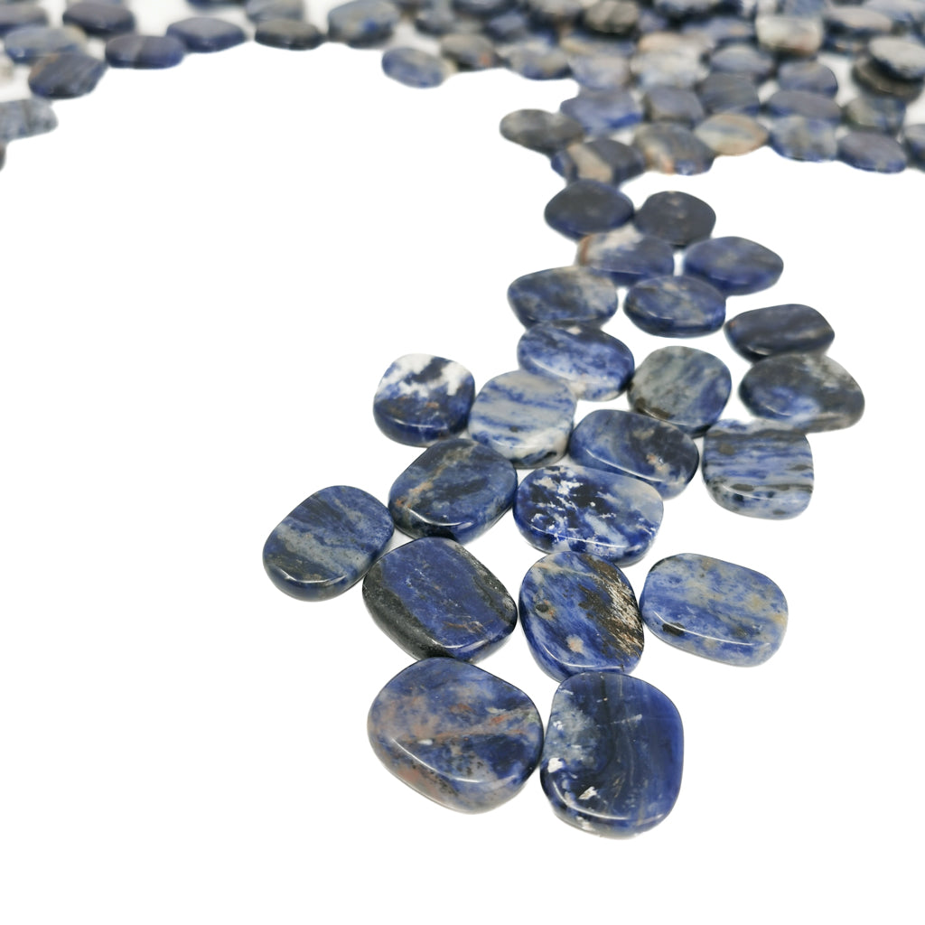 Sodalite mini palm stone flat tumble – curve of palm stones