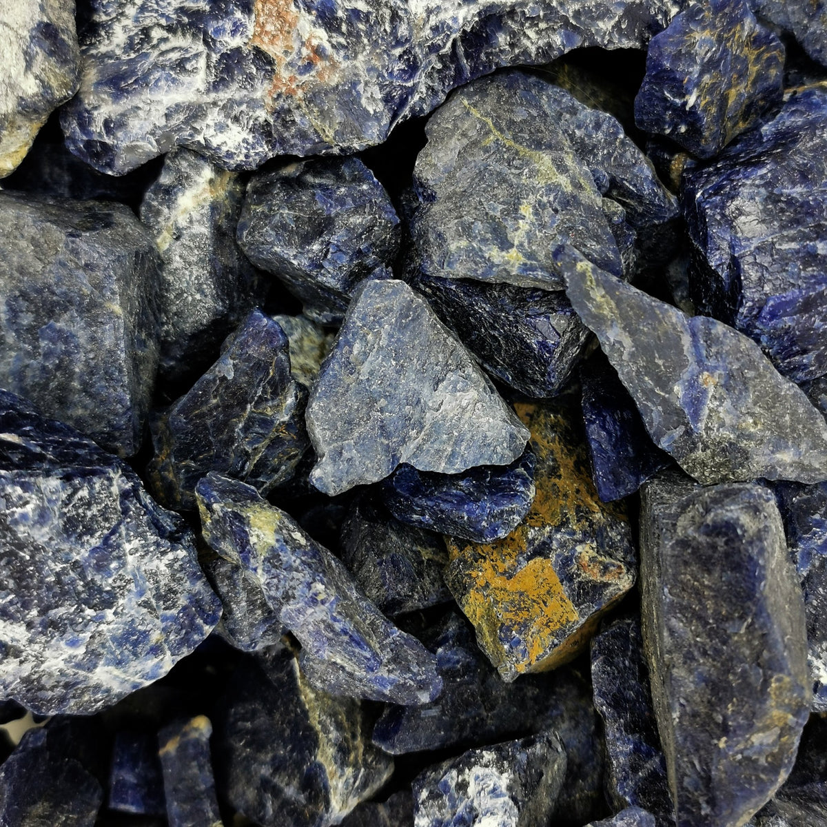 Sodalite Ontario rough, a feldspathoid, from Ontario, Canada.