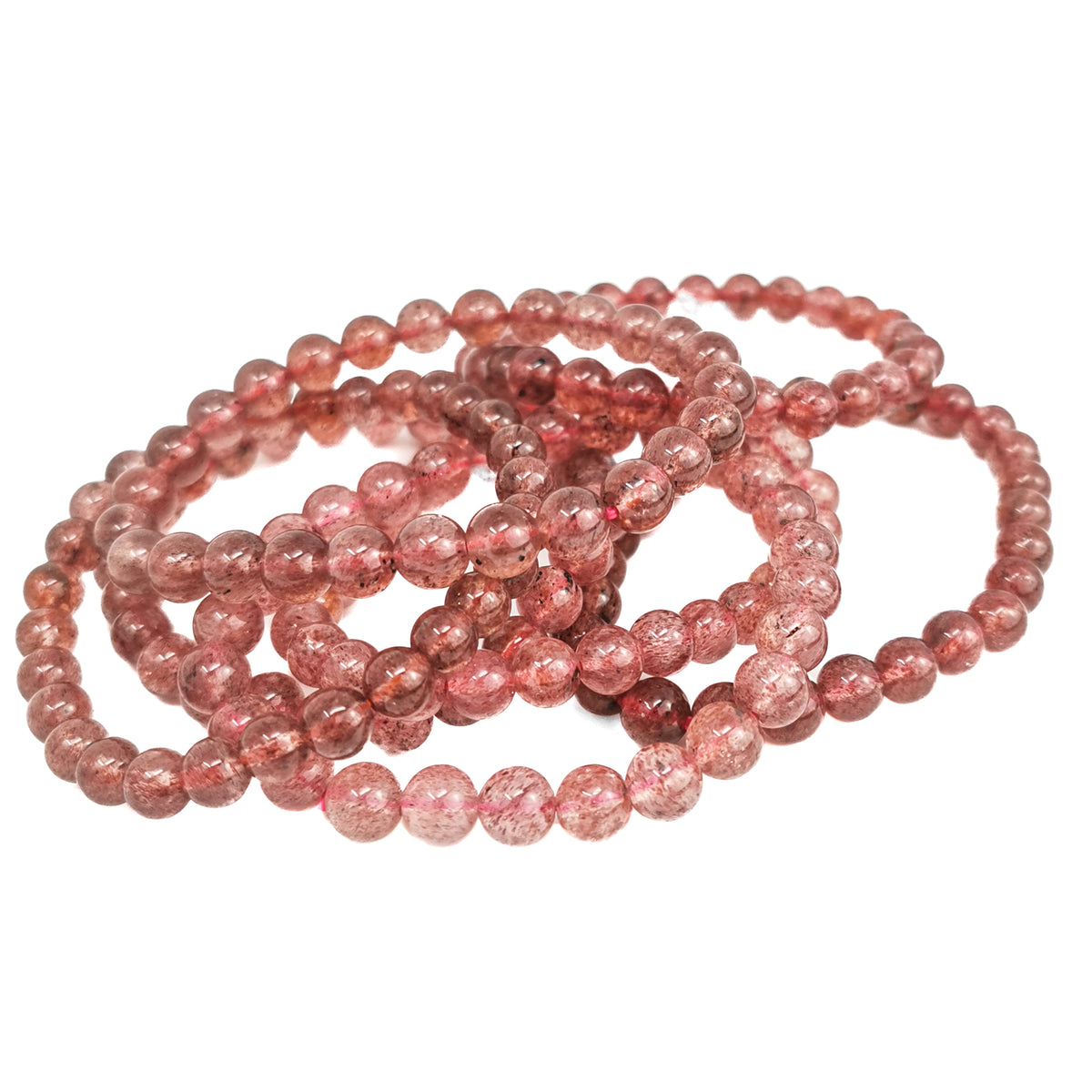 Strawberry Quartz bead bracelet.