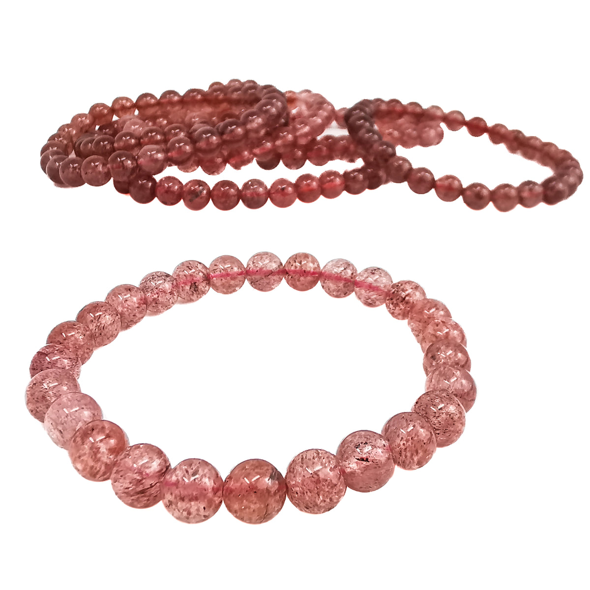 Strawberry Quartz bead bracelet.