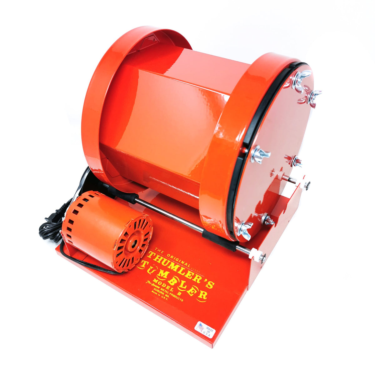 Thumler Model B 15lb heavy duty rock tumbler, made of rubber and stainless steel.