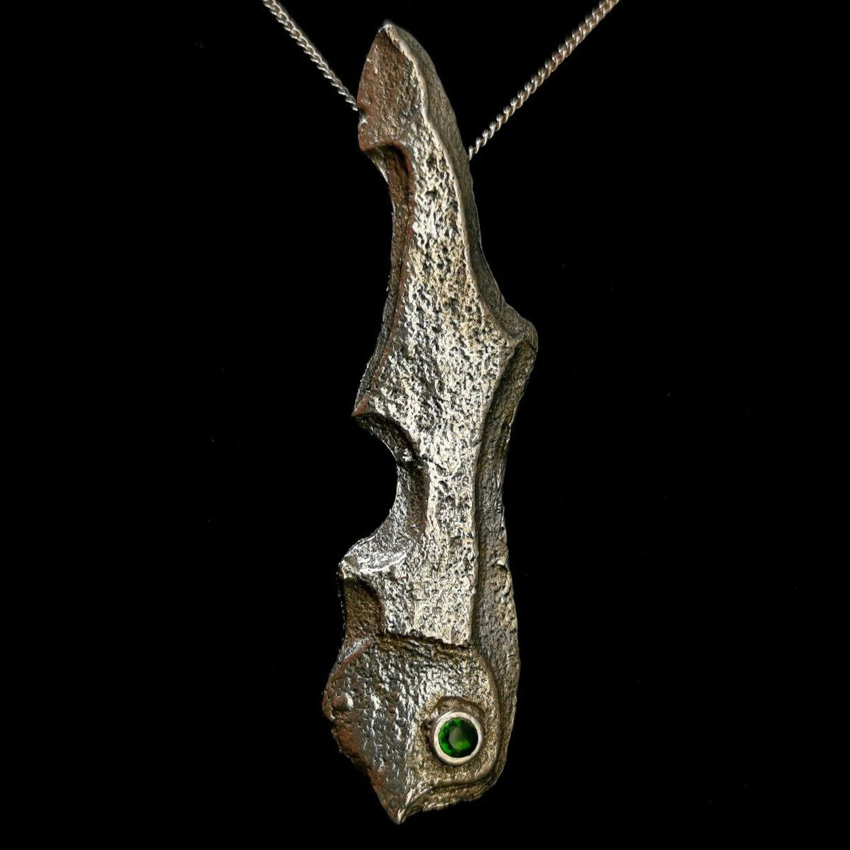 Tree Bark pendant with Chrome Diopside.