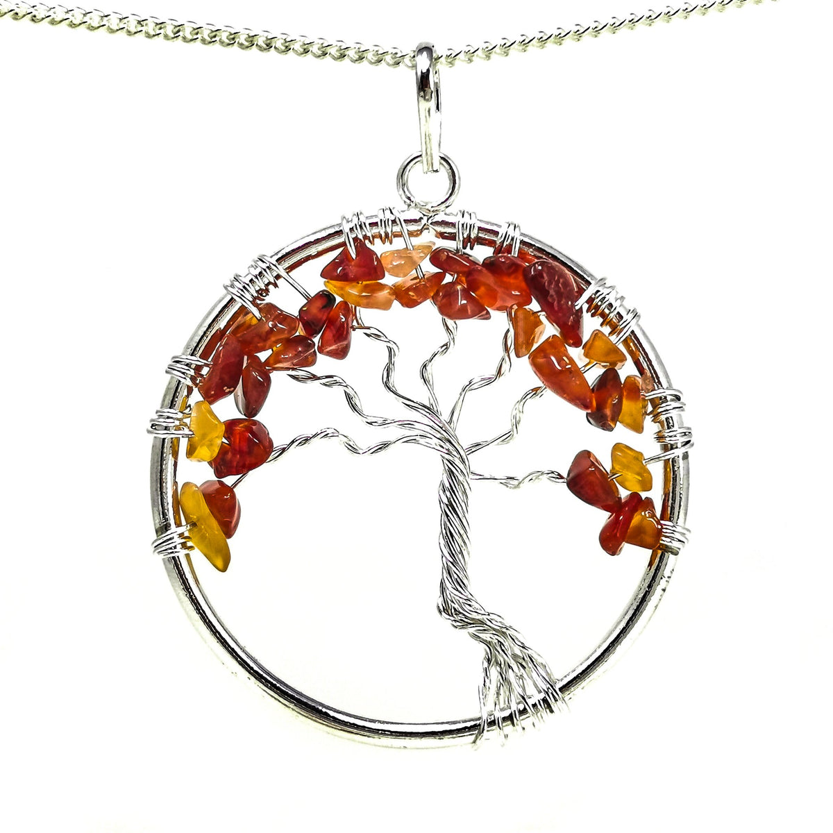 Tree of Life wire wrap pendant – gemstone chip variety 1