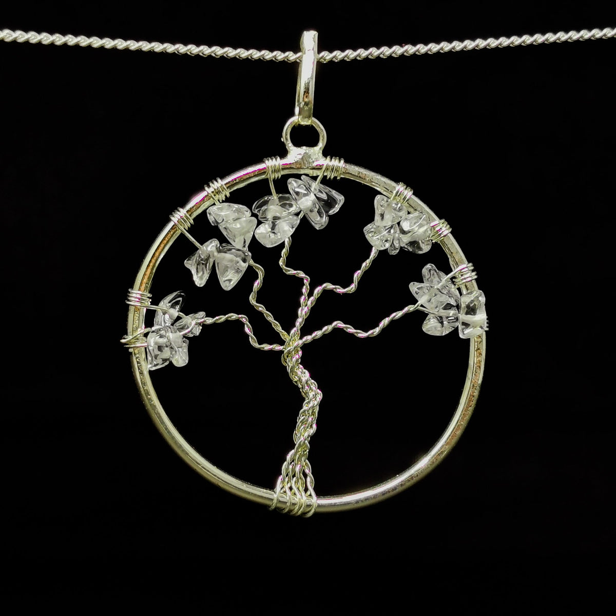 Tree of Life wire wrap pendant – gemstone chip variety 3