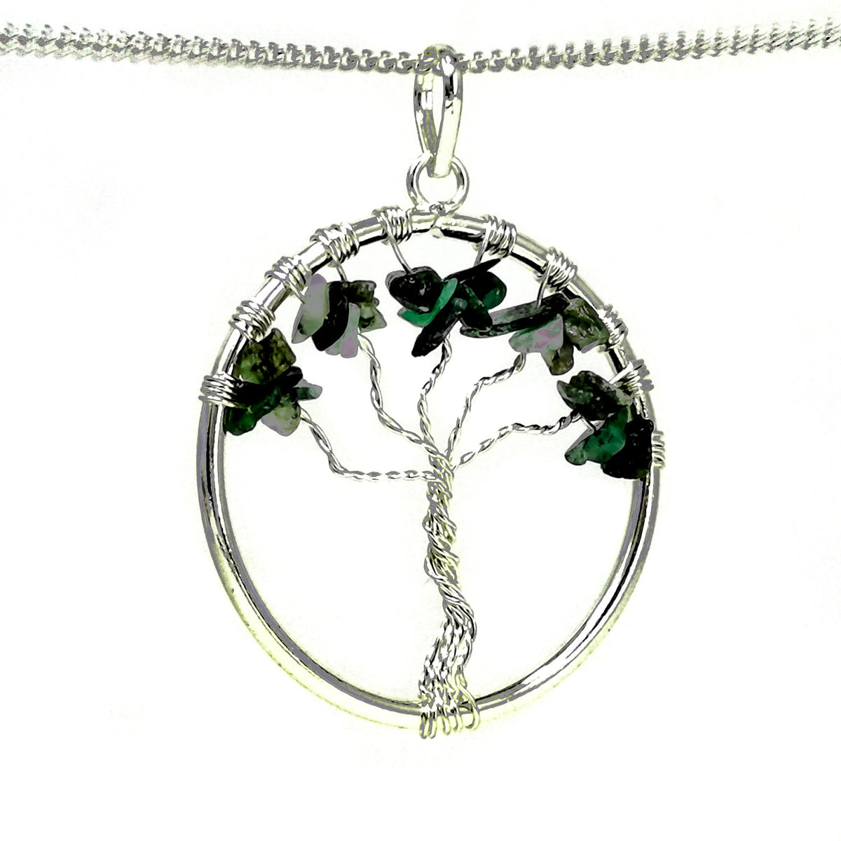 Tree of Life wire wrap pendant – gemstone chip variety 7