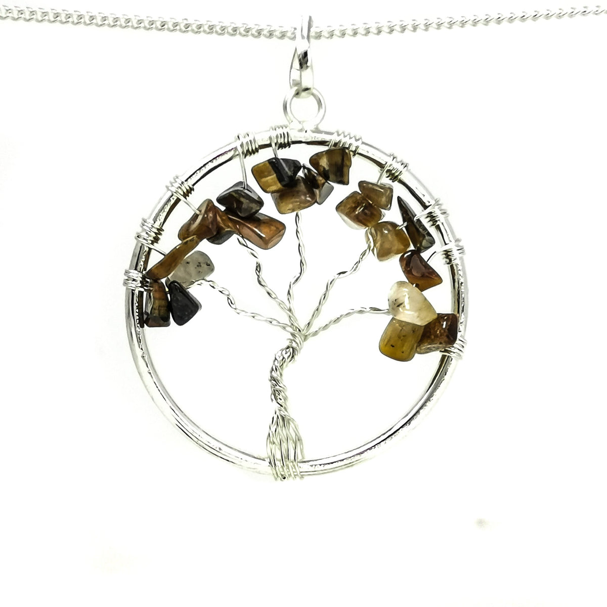 Tree of Life wire wrap pendant – gemstone chip variety 11