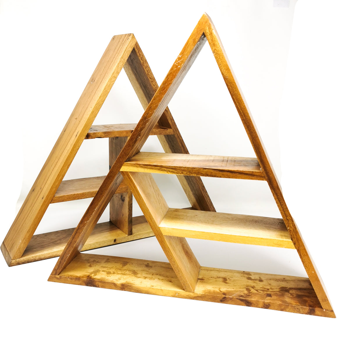 Teak Triangle Wooden Shelf, made of teak wood.