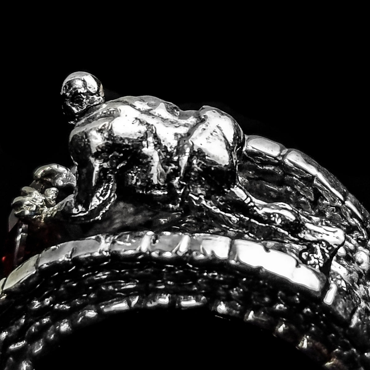 Troll Over Bridge ring in sterling silver.