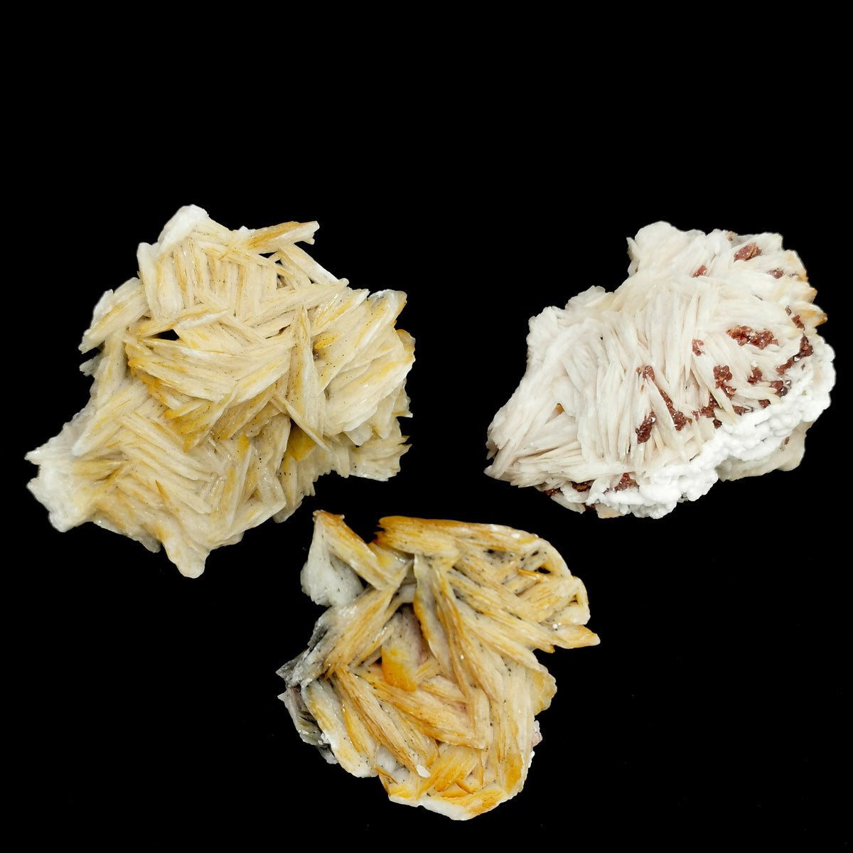 Barite with vanadinite, Morocco: group of specimens