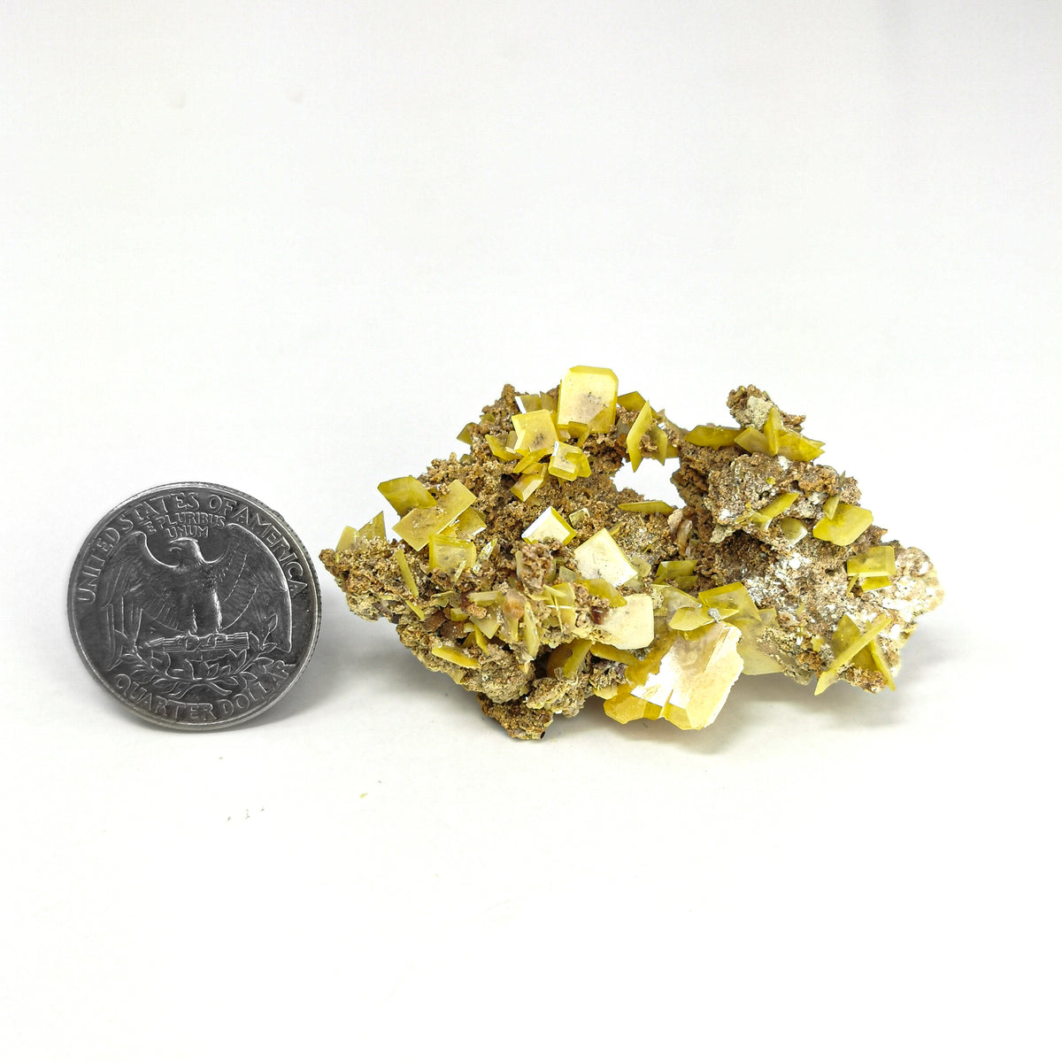 Yellow Wulfenite specimen from Touissit, Morocco.