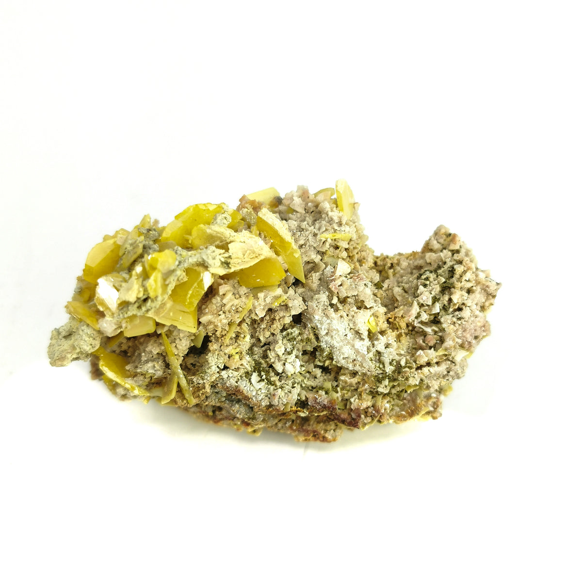 Touissit yellow wulfenite, Morocco: front view