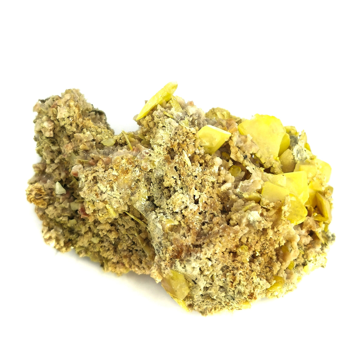 Touissit yellow wulfenite, Morocco: side view