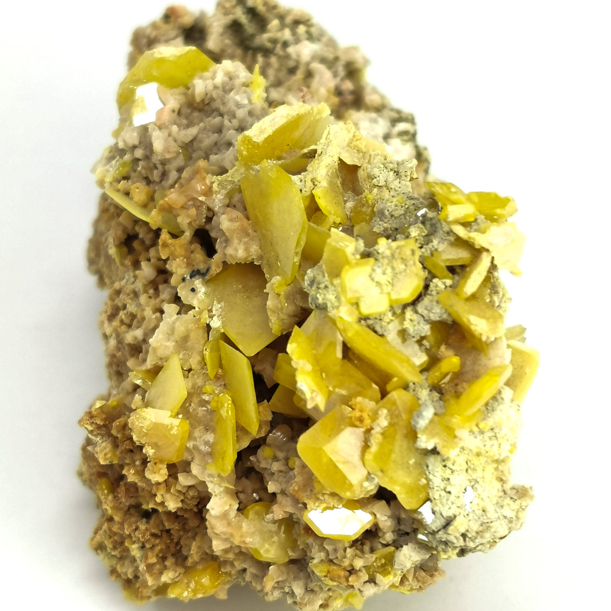 Touissit yellow wulfenite, Morocco: back view