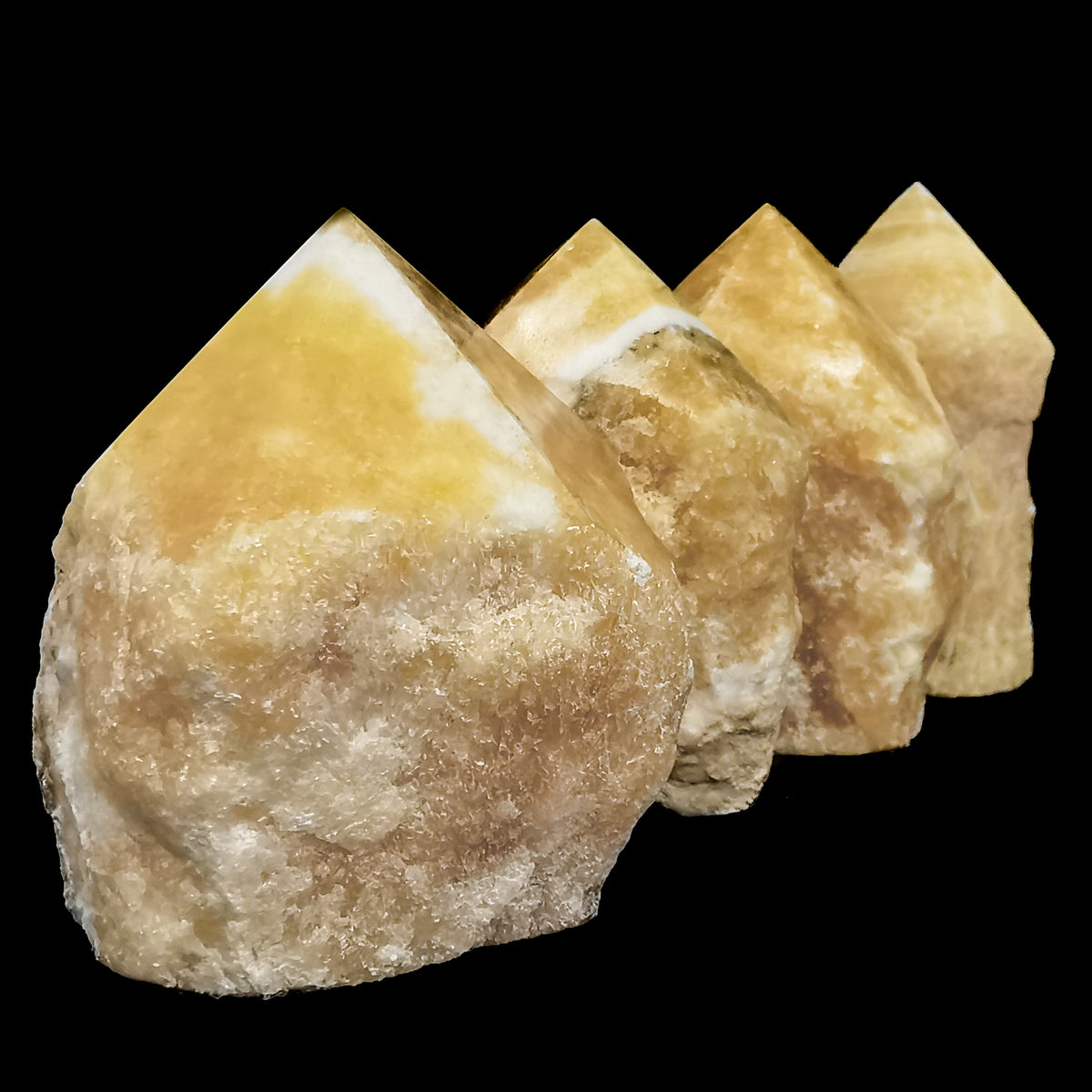 Yellow Calcite power point, calcium carbonate, from Mexico.