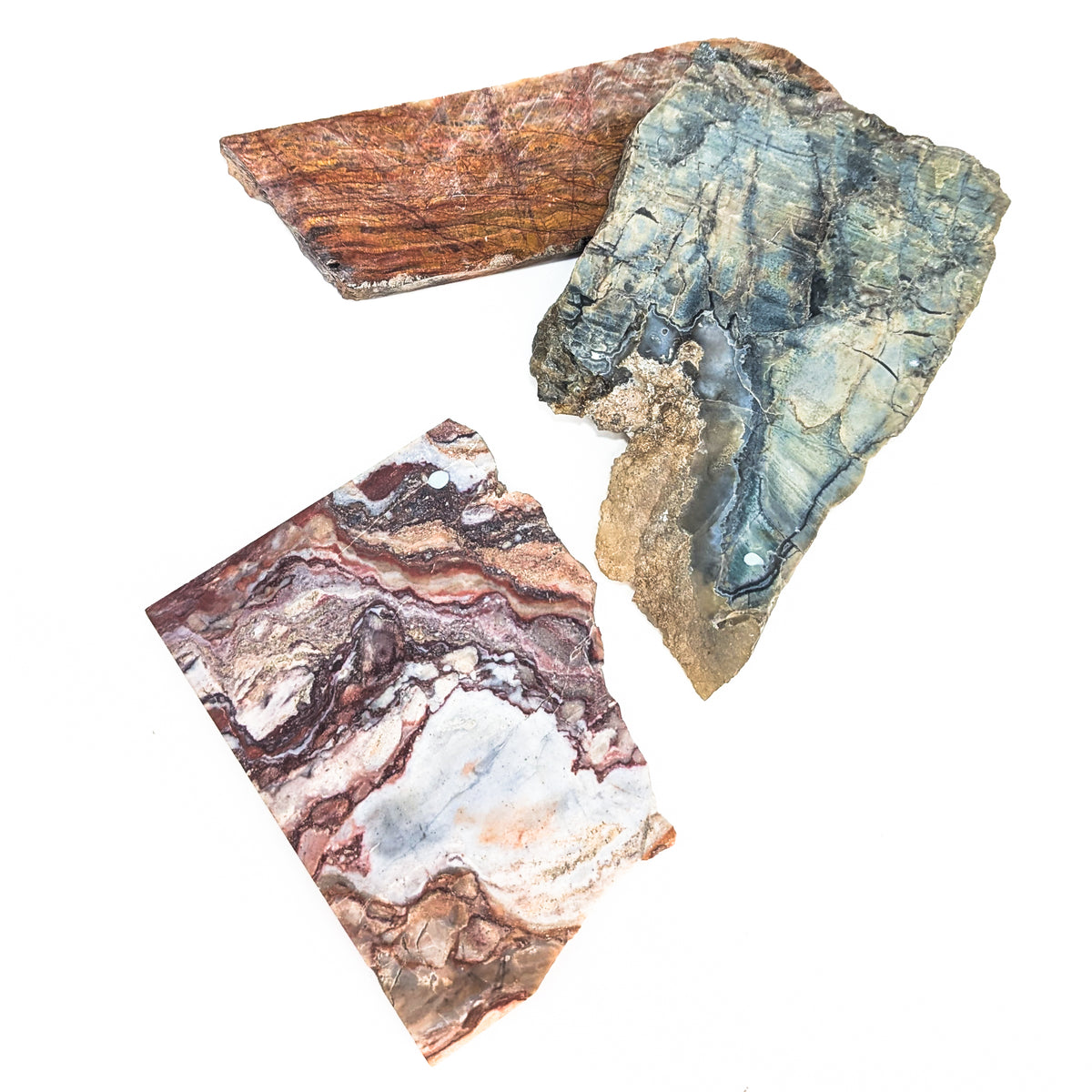 Assorted lapidary slab – three slabs