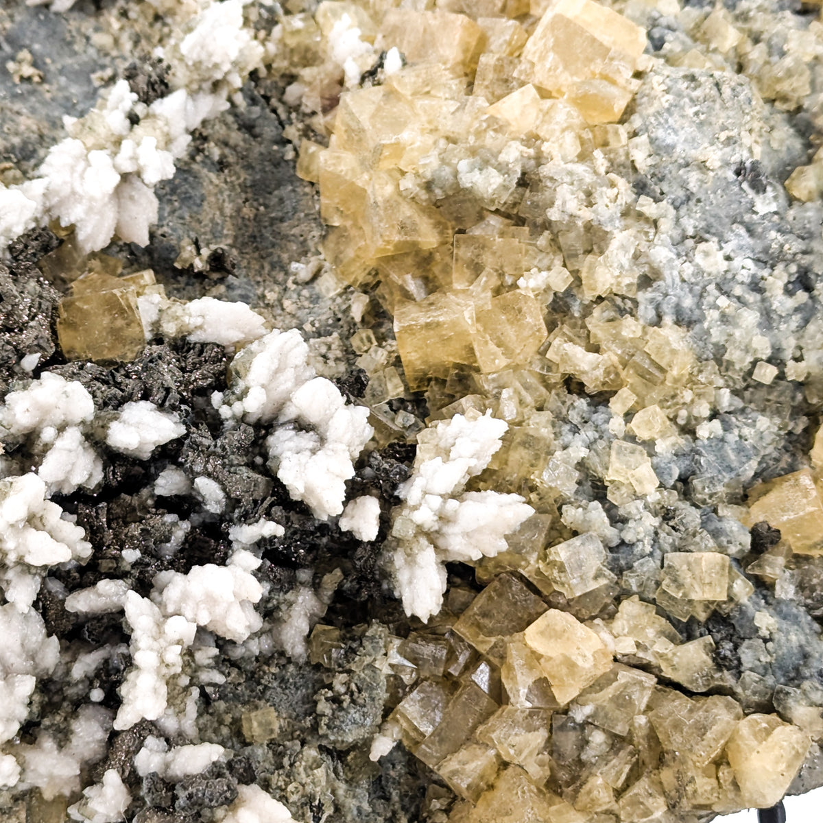 Fluorite with Barite specimen, most likely from Aouli, near Mibladen, Midelt, Morocco.