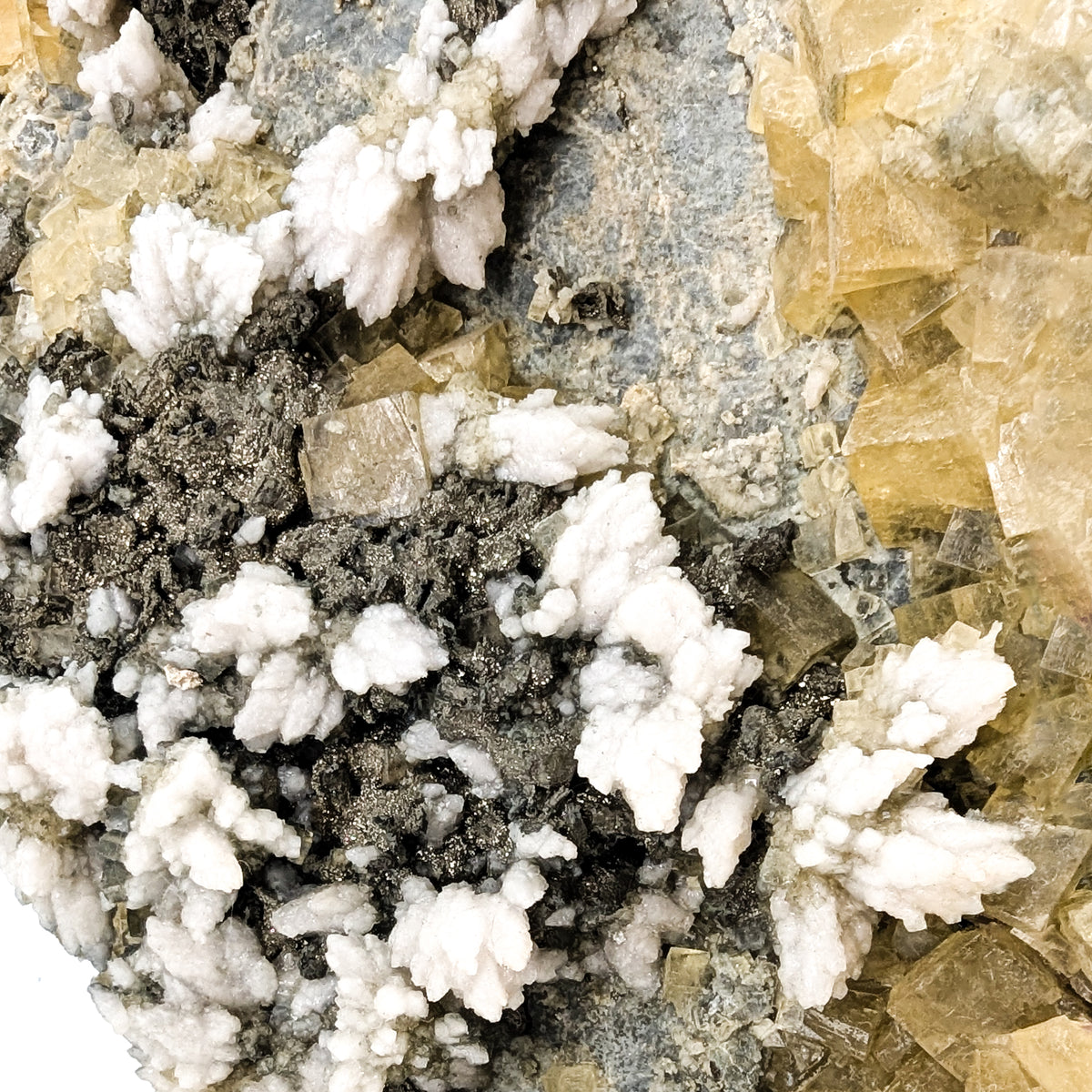 Fluorite with Barite specimen, most likely from Aouli, near Mibladen, Midelt, Morocco.