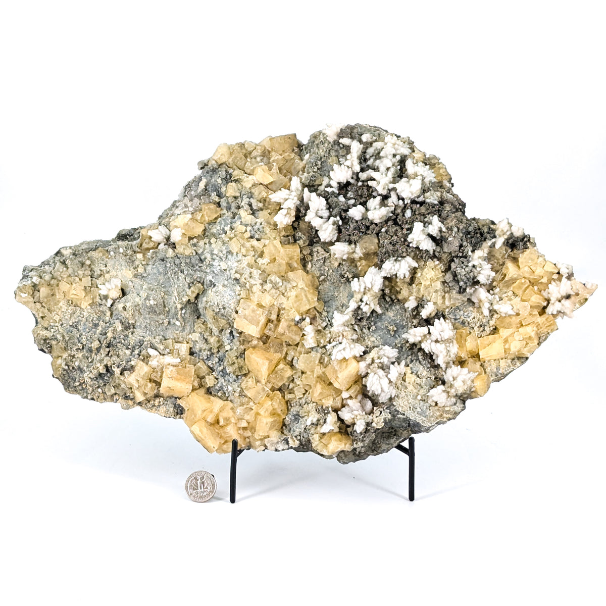 Fluorite with Barite specimen, most likely from Aouli, near Mibladen, Midelt, Morocco.
