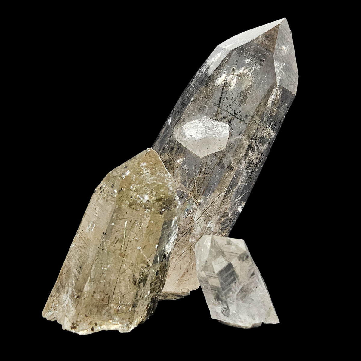 Actinolite quartz from Harrison Lake, BC, Canada – three crystals