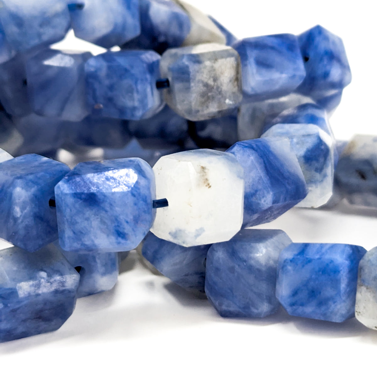 Afghanite bead bracelet: close view of mottled beads