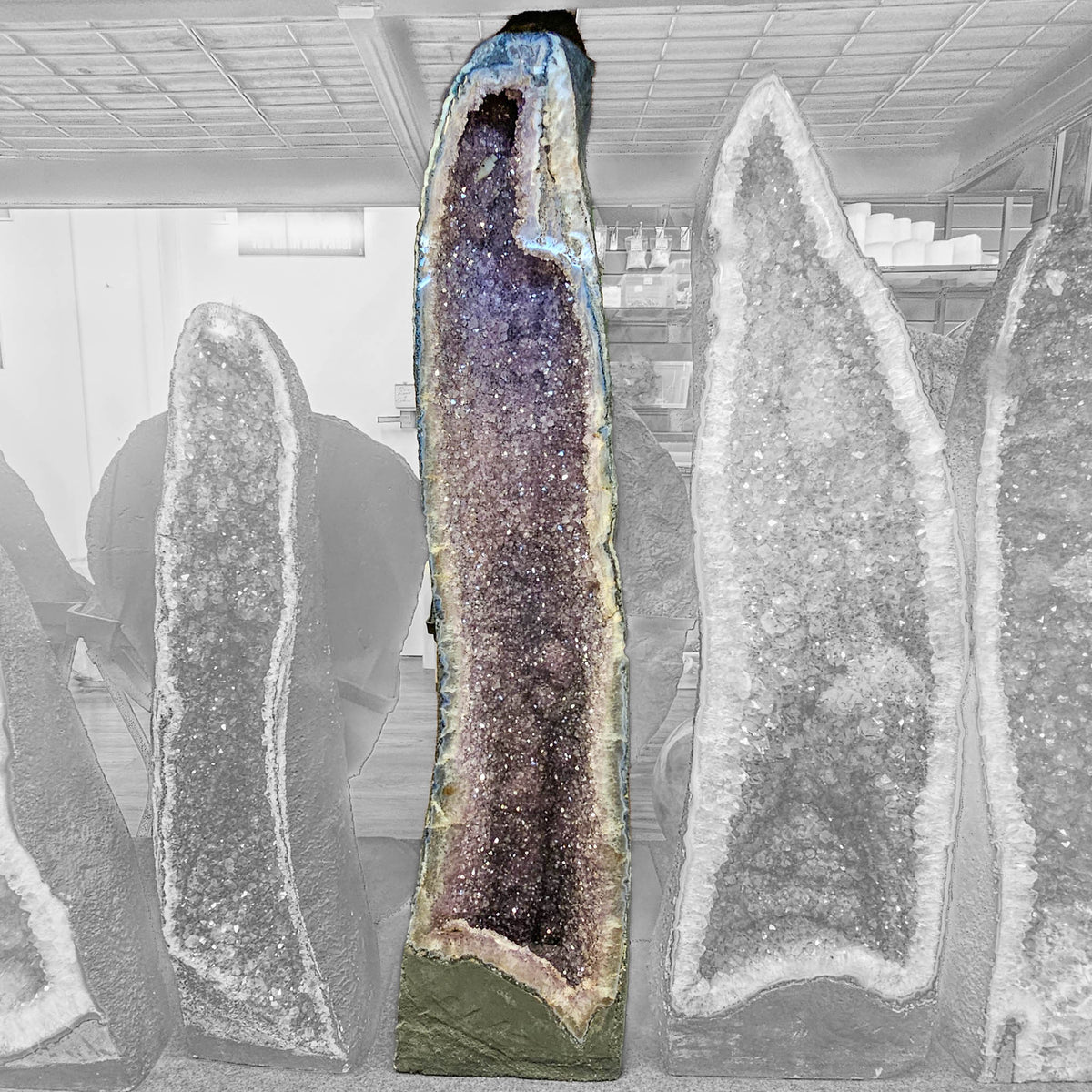 Amethyst cathedral geode statement specimen, a variety of quartz, from Rio Grande do Sul, Brazil.
