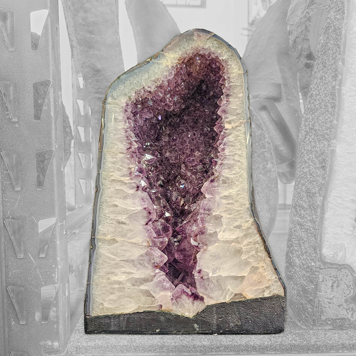 Amethyst cathedral geode statement specimen, a variety of quartz, from Rio Grande do Sul, Brazil.