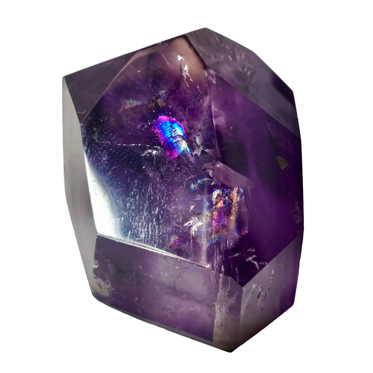 Amethyst gem point, a variety of quartz, from Brazil.