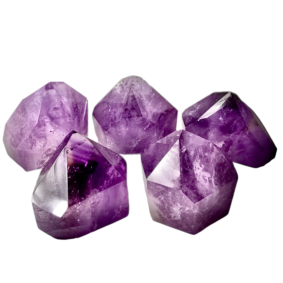 Amethyst gem point, a variety of quartz, from Brazil.