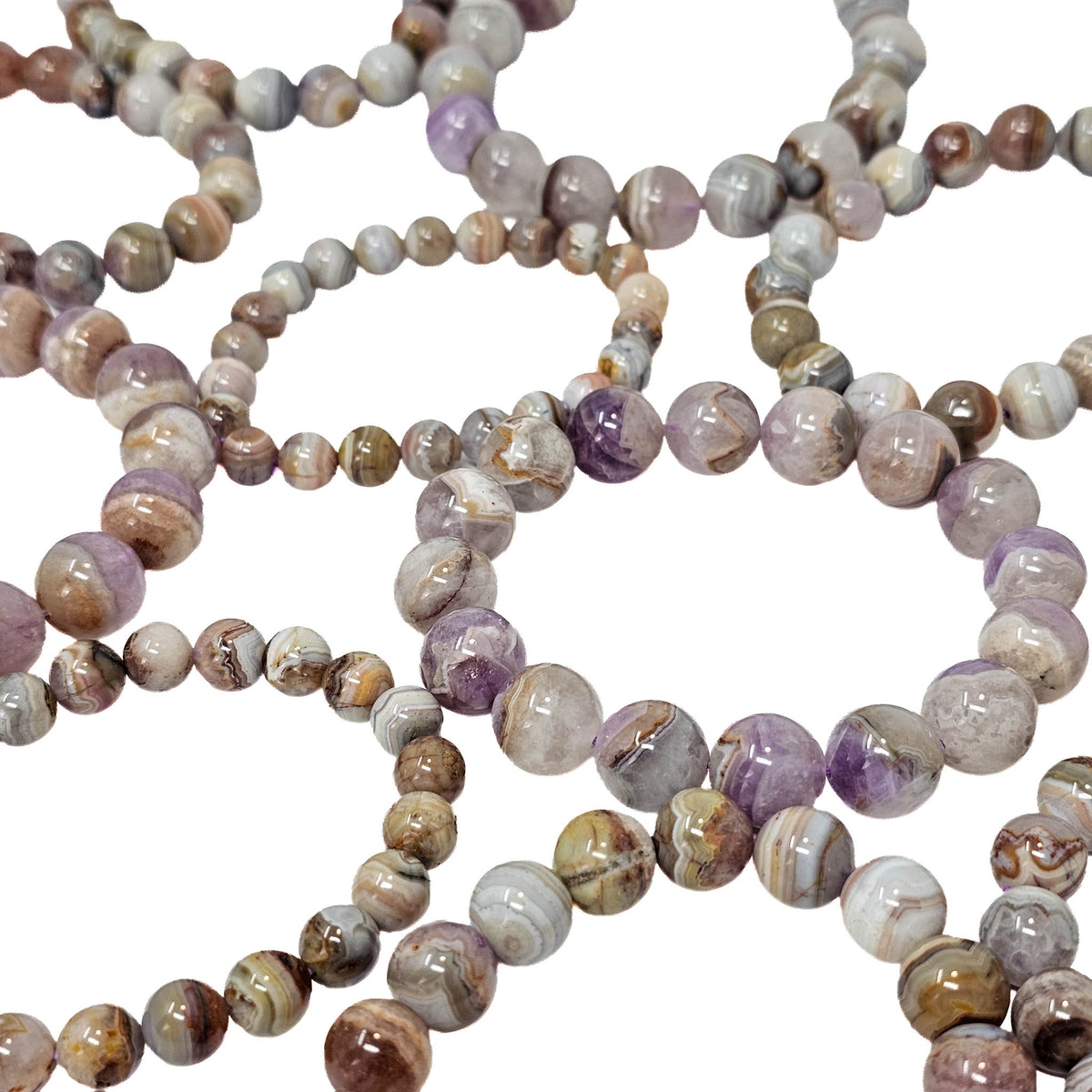 Amethyst Lace Agate bead bracelet.