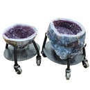 Amethyst - Polished Geode Pair - On Rolling Stands - Statement Specimen