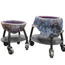 Amethyst - Polished Geode Pair - On Rolling Stands - Statement Specimen