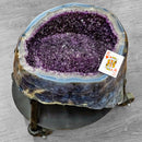 Amethyst - Polished Geode Pair - On Rolling Stands - Statement Specimen