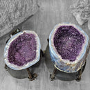 Amethyst - Polished Geode Pair - On Rolling Stands - Statement Specimen